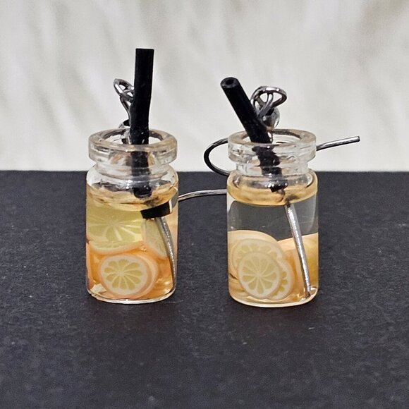 🚨Glass Risen Fruit Lemon Water Drop Dangle Earrings - Picture 2 of 8